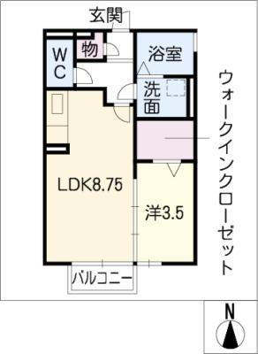 メゾン・メルベーユB棟(1LDK/1階)の間取り写真