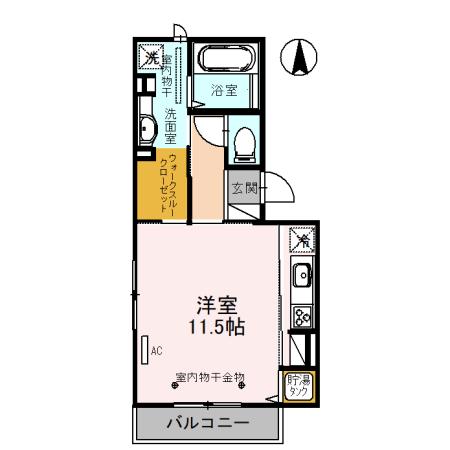 パインフィールド(ワンルーム/3階)の間取り写真