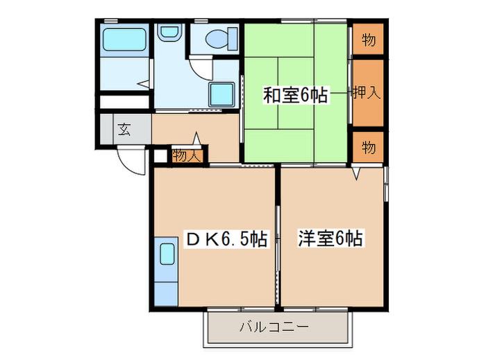 リモーネハイツA棟(2DK/2階)の間取り写真