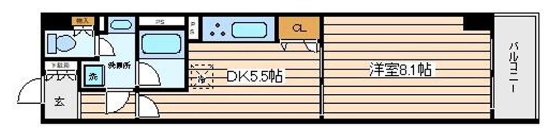ルピナス渋桜丘ガーデンコート(1DK/1階)の間取り写真