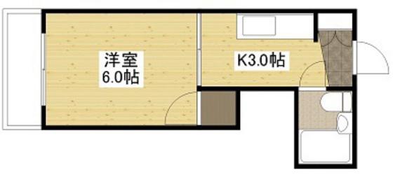 草津東ハイツ(1K/1階)の間取り写真