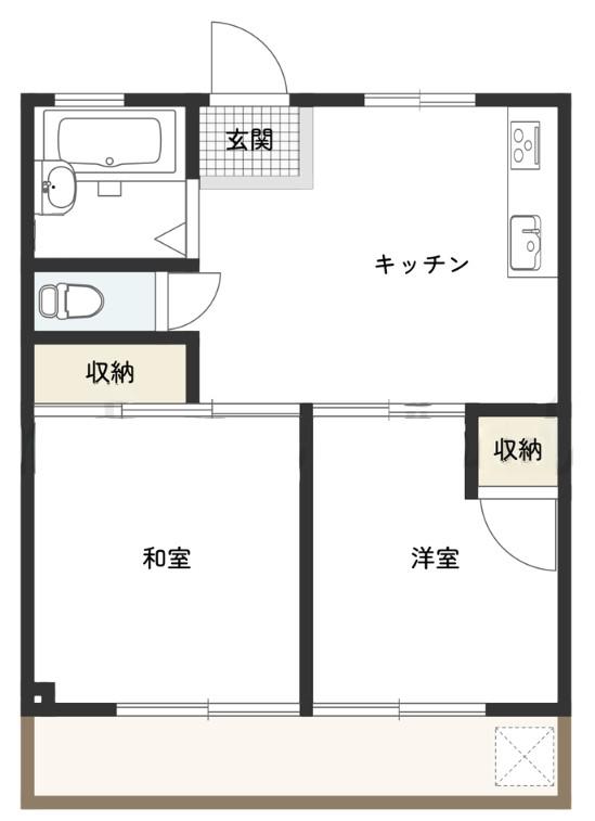 男女ノ湊ハイツ(2DK/2階)の間取り写真
