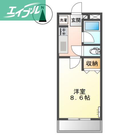シャインキャッスルII(1K/1階)の間取り写真