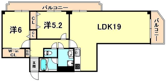 芦屋楠町パインクレスト(2LDK/1階)の間取り写真
