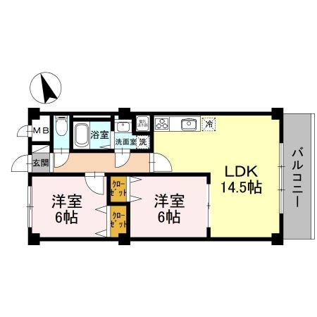 WIZ PLAISIR 若王寺(2LDK/5階)の間取り写真