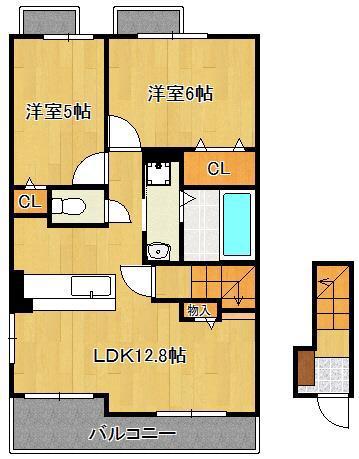ベストライフ野面II(2LDK/2階)の間取り写真