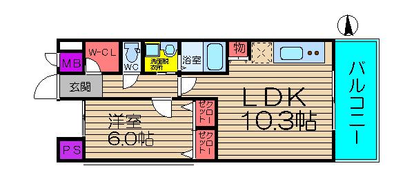 エスレジデンス学園坂(1LDK/8階)の間取り写真
