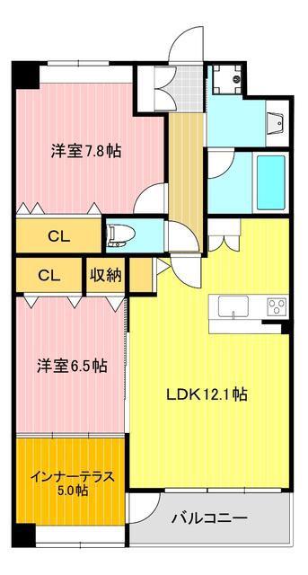 DIO-HORI伍番館(2LDK/4階)の間取り写真