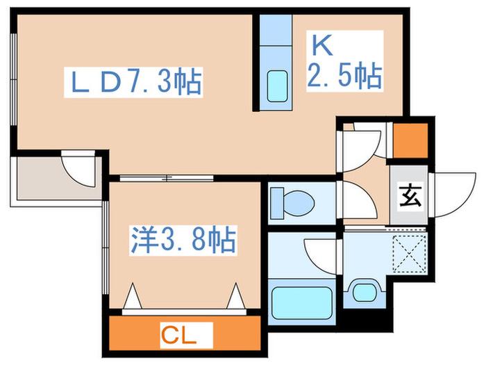 アンシャンテ環状通東(1LDK/3階)の間取り写真
