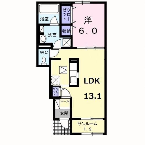 ノイ・ユウユウ II(1LDK/1階)の間取り写真