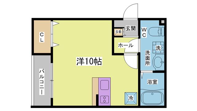 ロフティ三宮(ワンルーム/1階)の間取り写真