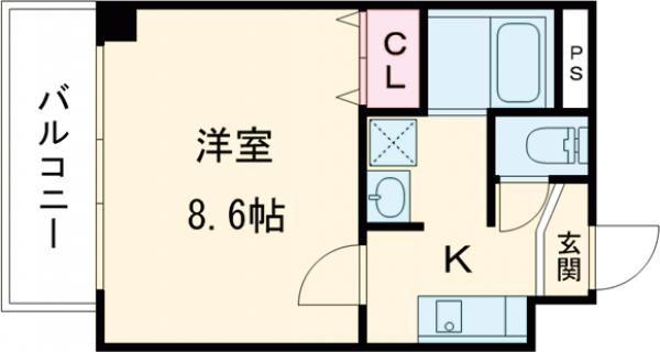 アヴェーレ早苗町(1K/2階)の間取り写真