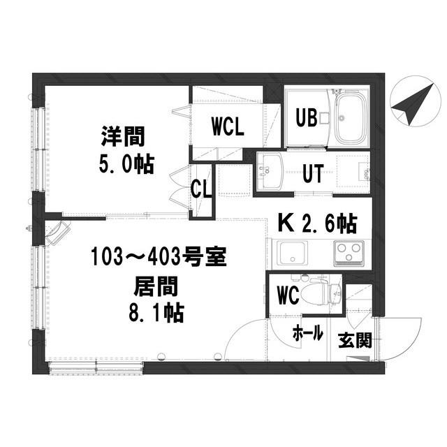 グランメール 本郷通7B(1LDK/4階)の間取り写真
