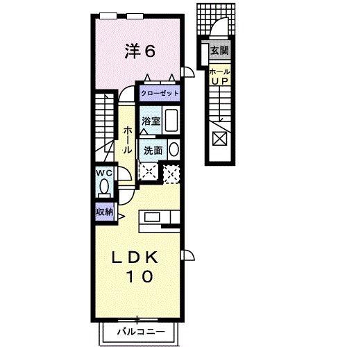 グレース名島B(1LDK/2階)の間取り写真