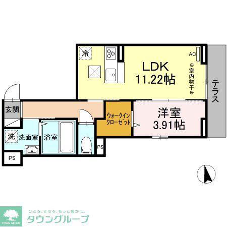 エミネンスF(1LDK/1階)の間取り写真
