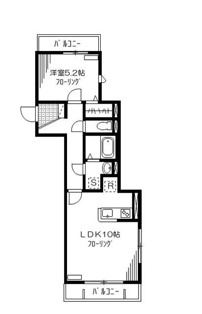 パルコート芦花II(1LDK/3階)の間取り写真