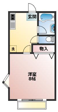 学園台ハイム(1K/1階)の間取り写真