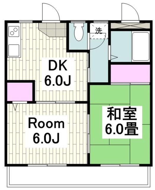 レジデンス・シロタ(2DK/2階)の間取り写真