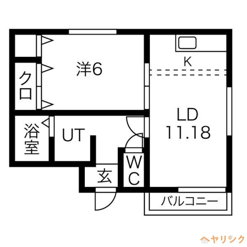 フィオーレ城西(1LDK/1階)の間取り写真