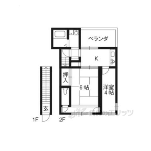 コートダジュール京都(2DK/2階)の間取り写真