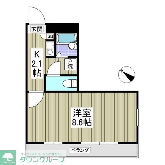 ヴィラージュS(1K/2階)の間取り写真