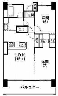 セントラルヒルズ松城(2LDK/3階)の間取り写真