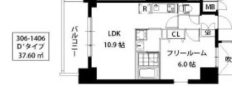 S-RESIDENCE江坂(1LDK/12階)の間取り写真
