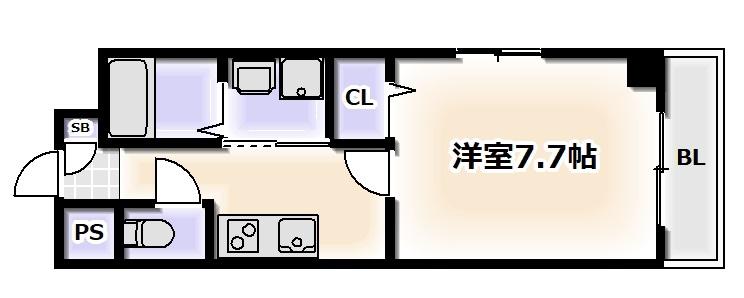 TOCCHI 1番館(1K/7階)の間取り写真