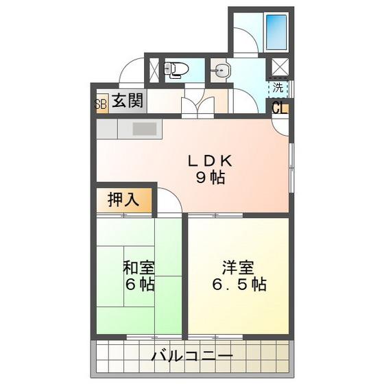 日宝レスカール幸町(2LDK/5階)の間取り写真