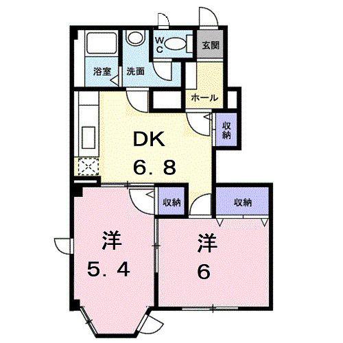 サンクァイエットA(2DK/1階)の間取り写真