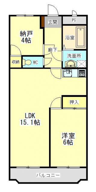ユーミーマンション菰野(2LDK/3階)の間取り写真