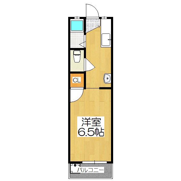 北山ヒルズC(1K/2階)の間取り写真
