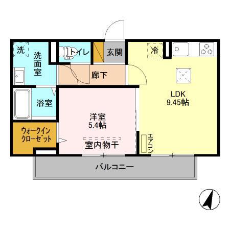 セレブレイト成田(1LDK/1階)の間取り写真