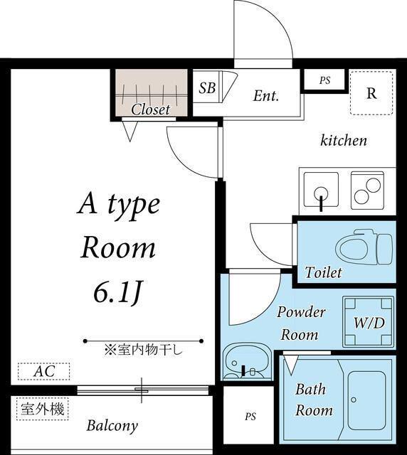 リブリ・西新宿(1K/1階)の間取り写真