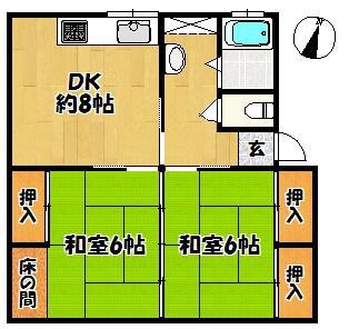 ロイヤルコーポ(2DK/1階)の間取り写真