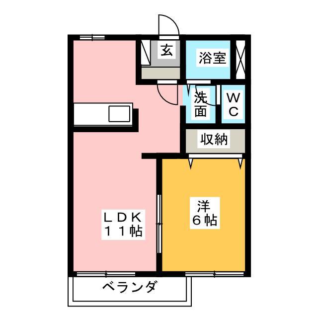 フォーブル薬師A(1LDK/2階)の間取り写真