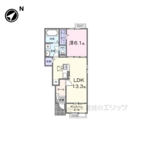 サニーヒル(1LDK/1階)の間取り写真