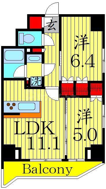S-RESIDENCE曳舟(2LDK/11階)の間取り写真