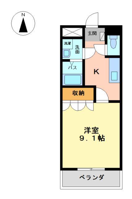 ルミエールラパン(1K/1階)の間取り写真