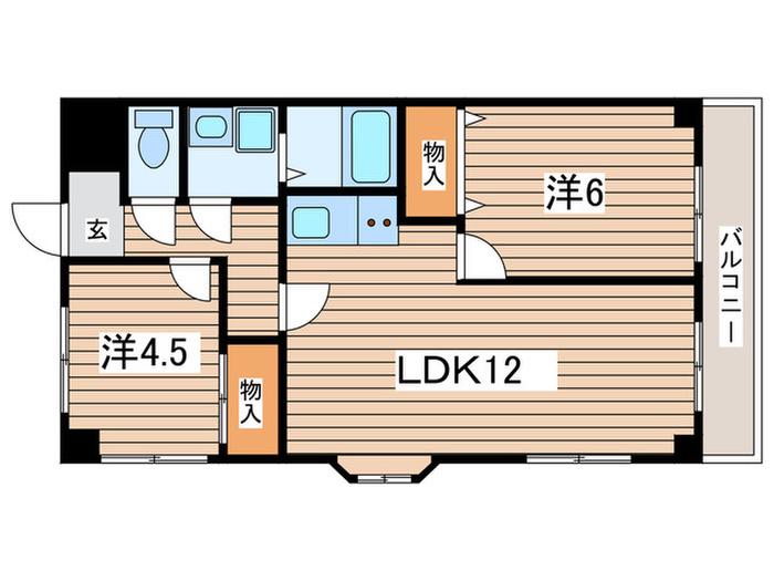 ハピネス飯田2号館(2LDK/4階)の間取り写真