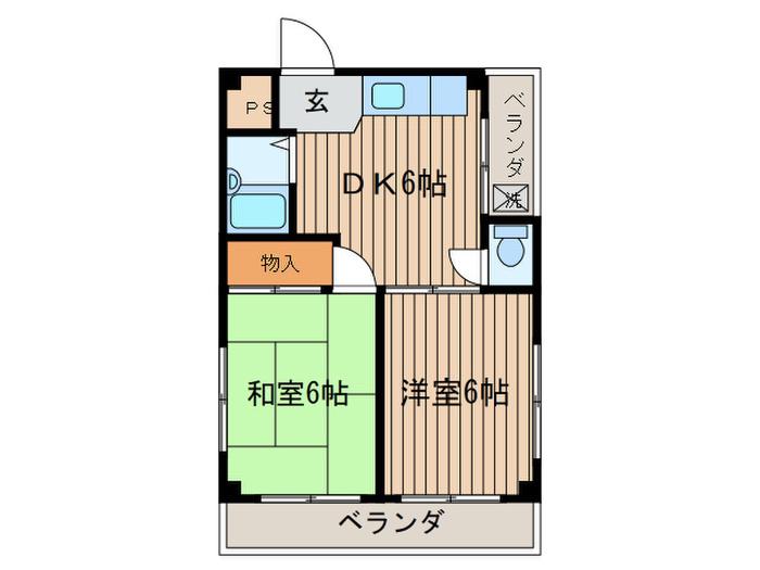リーベオリサカ(2DK/4階)の間取り写真
