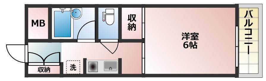 西明石ハイツ(1K/3階)の間取り写真