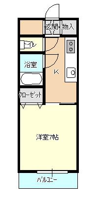 オークサンガ(1K/1階)の間取り写真