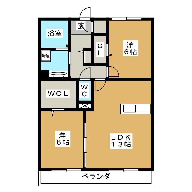 テラス市川高谷(2LDK/2階)の間取り写真