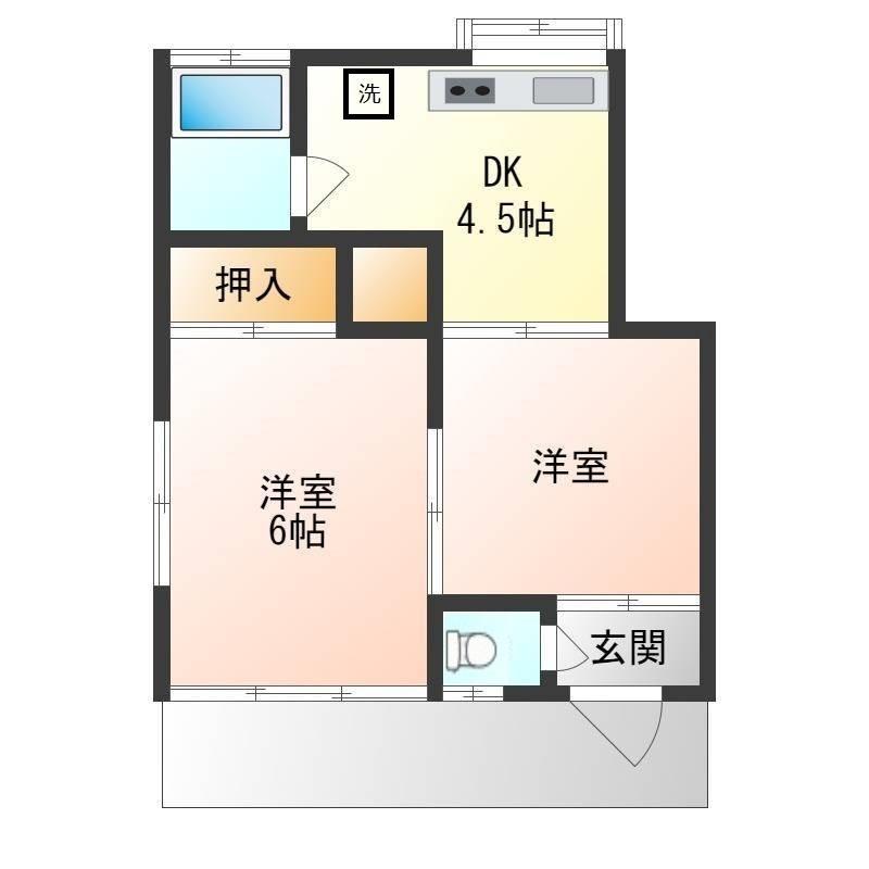 ハイツ柳生K(2DK/2階)の間取り写真