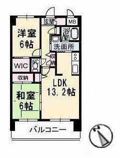 サンルーフパークマンション(2LDK/2階)の間取り写真