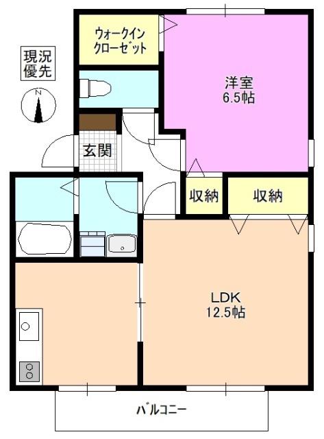 クレール南浅間(1LDK/2階)の間取り写真