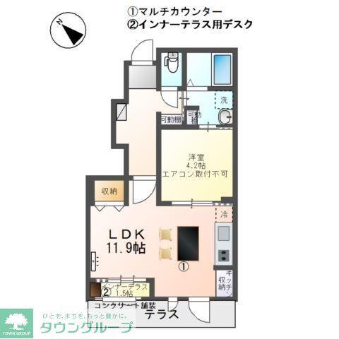 コンフォートプレイス(1LDK/1階)の間取り写真