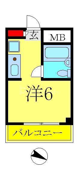 紫屋ビル(ワンルーム/2階)の間取り写真