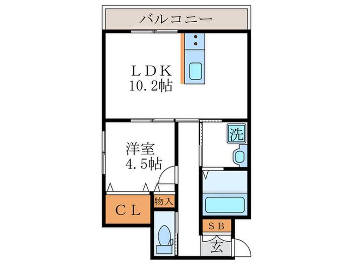 シャルレ14番館(1LDK/4階)の間取り写真